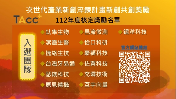 次世代產業新創淬鍊計畫新創共創獎勵計畫  112年度核定獎勵名單